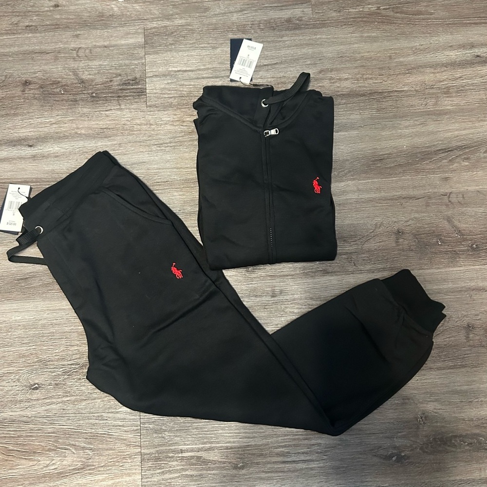 Polo by Ralph Lauren Black Tracksuit with Red Logo